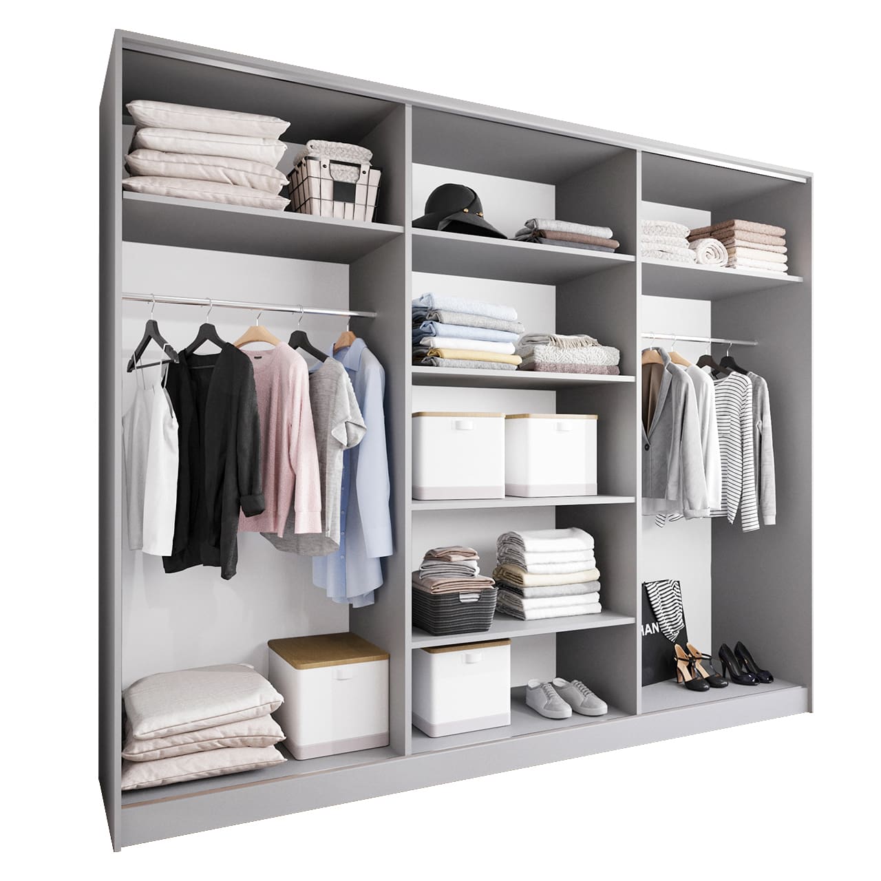 Skříň CETI B 270 šedá / dub wotan / černá - Obrázek 2