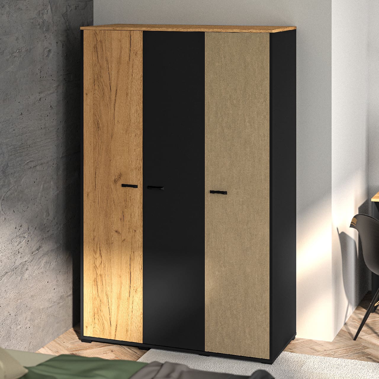 Skříň CLINT 01 dub craft zlatý / černá / prémiová ocel - Obrázek 4