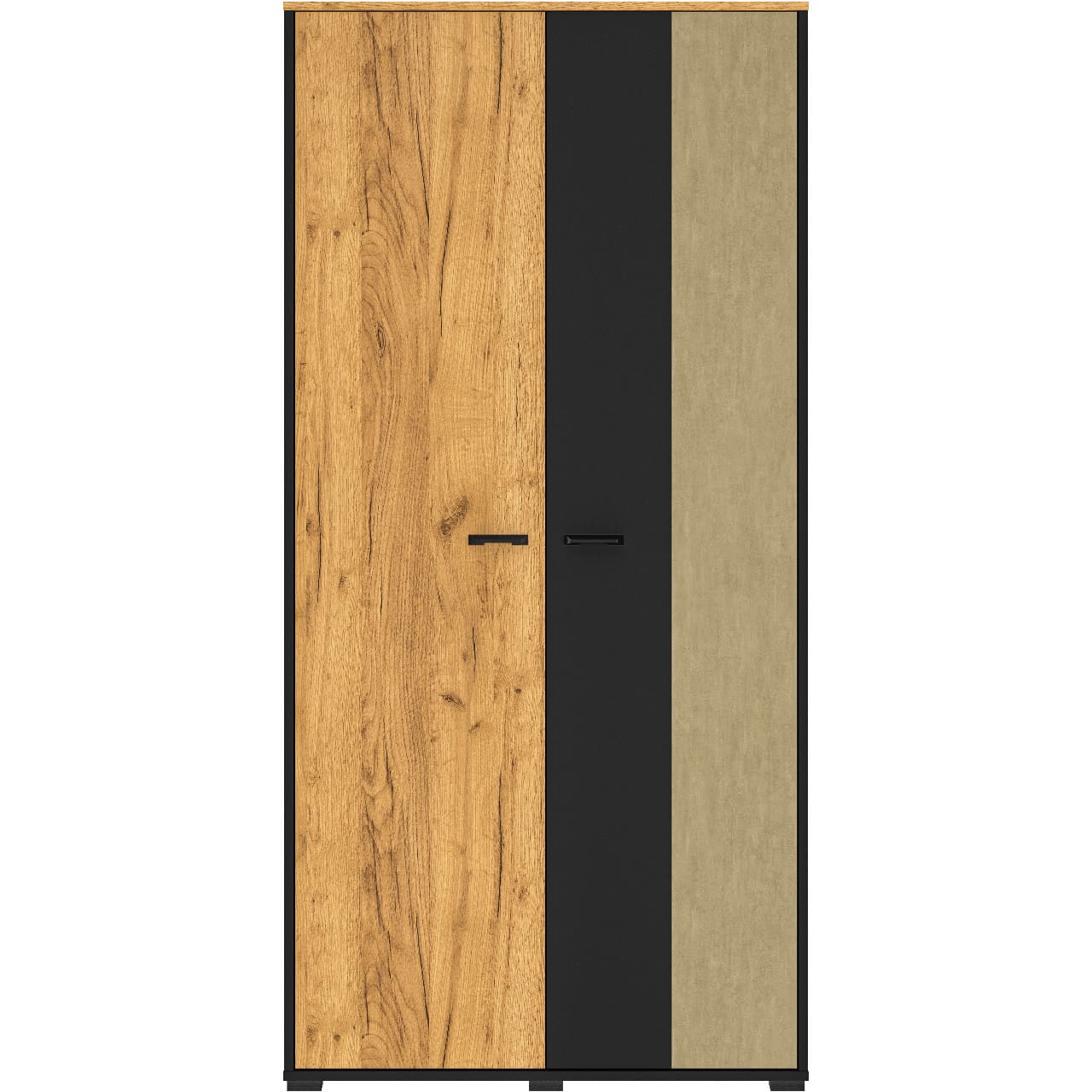 Skříň CLINT 02 dub craft zlatý / černá / prémiová ocel - Obrázek 2