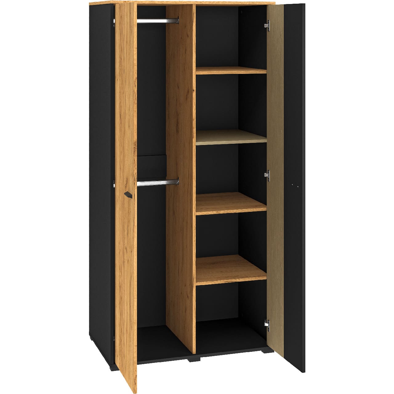 Skříň CLINT 02 dub craft zlatý / černá / prémiová ocel - Obrázek 3