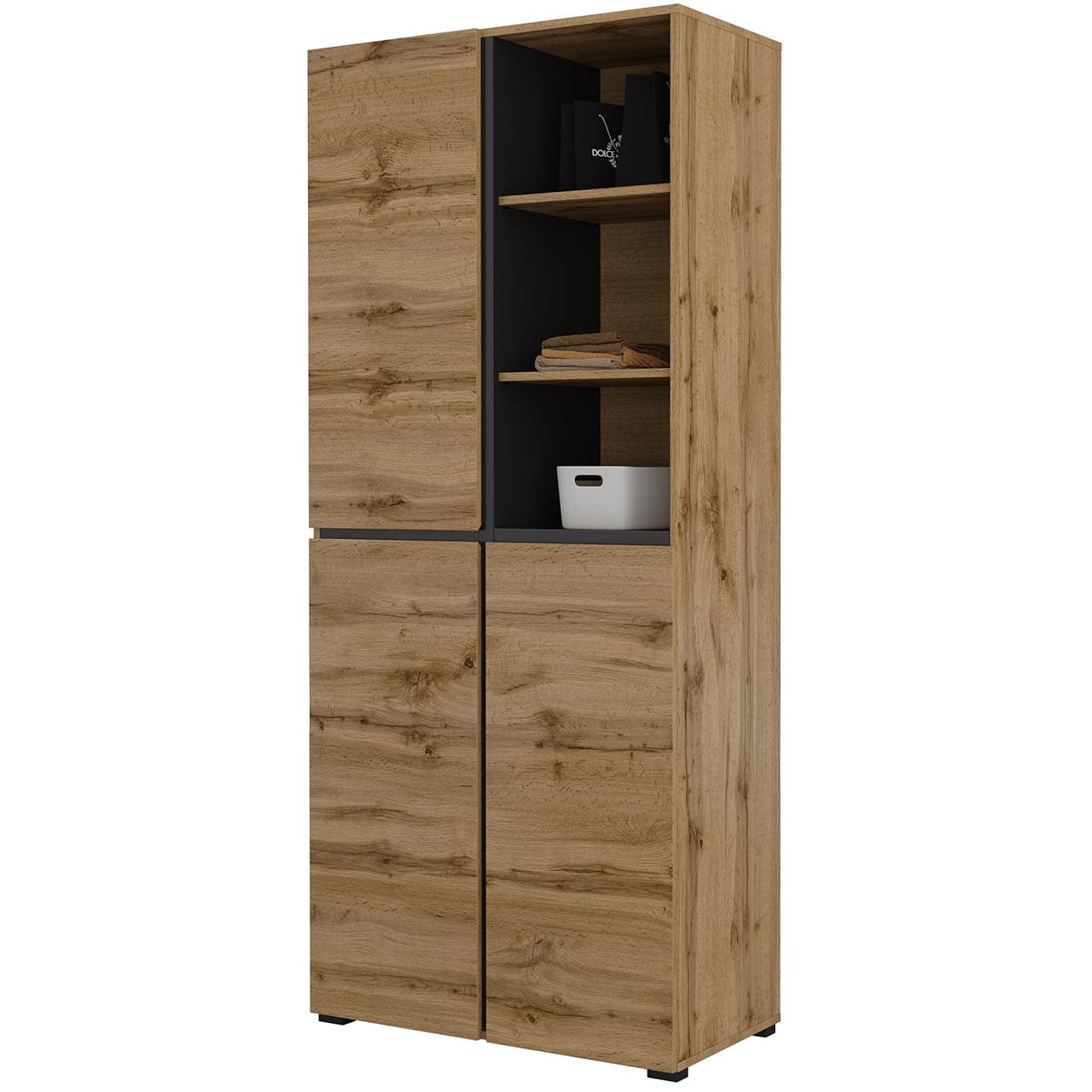 Skříň CROSI 88 dub wotan / černá - Obrázek 2