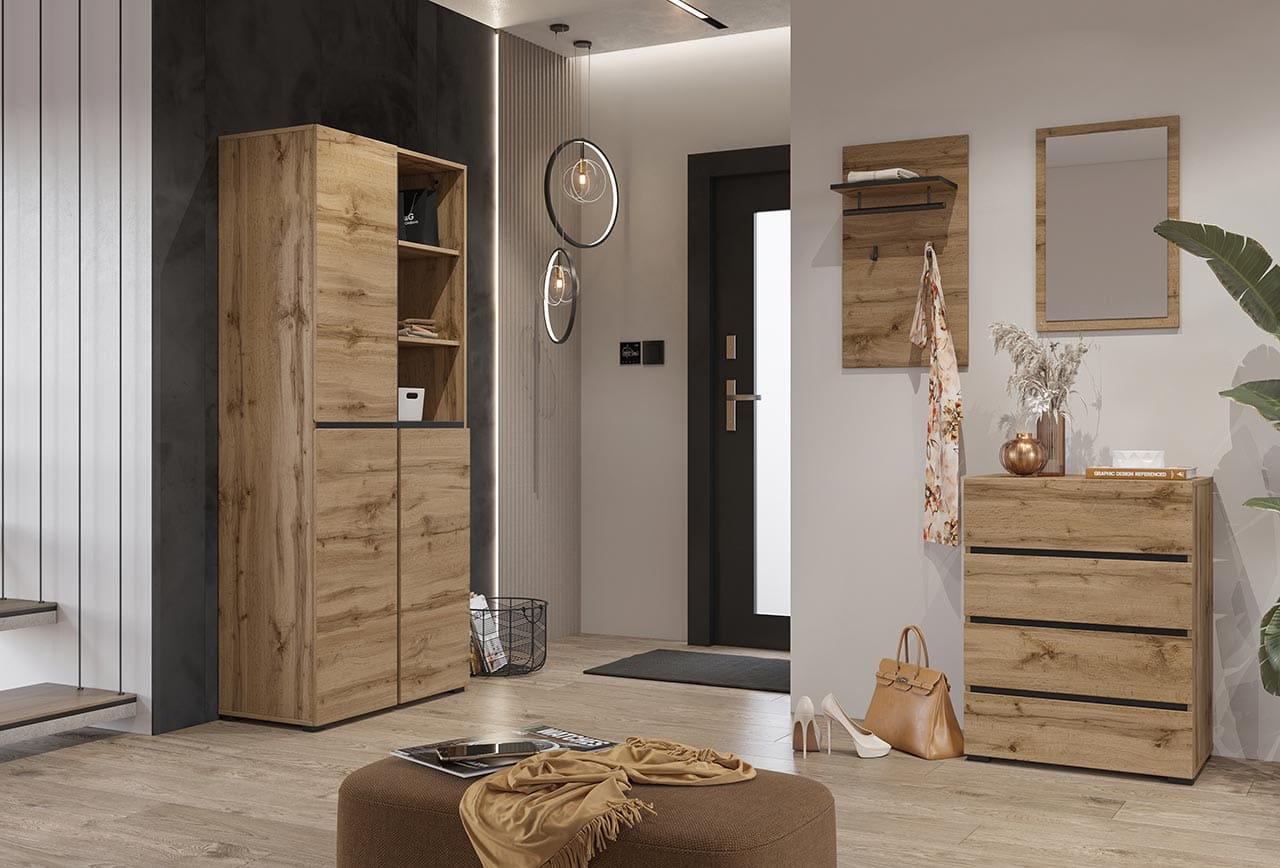 Skříň CROSI 88 dub wotan / černá - Obrázek 7