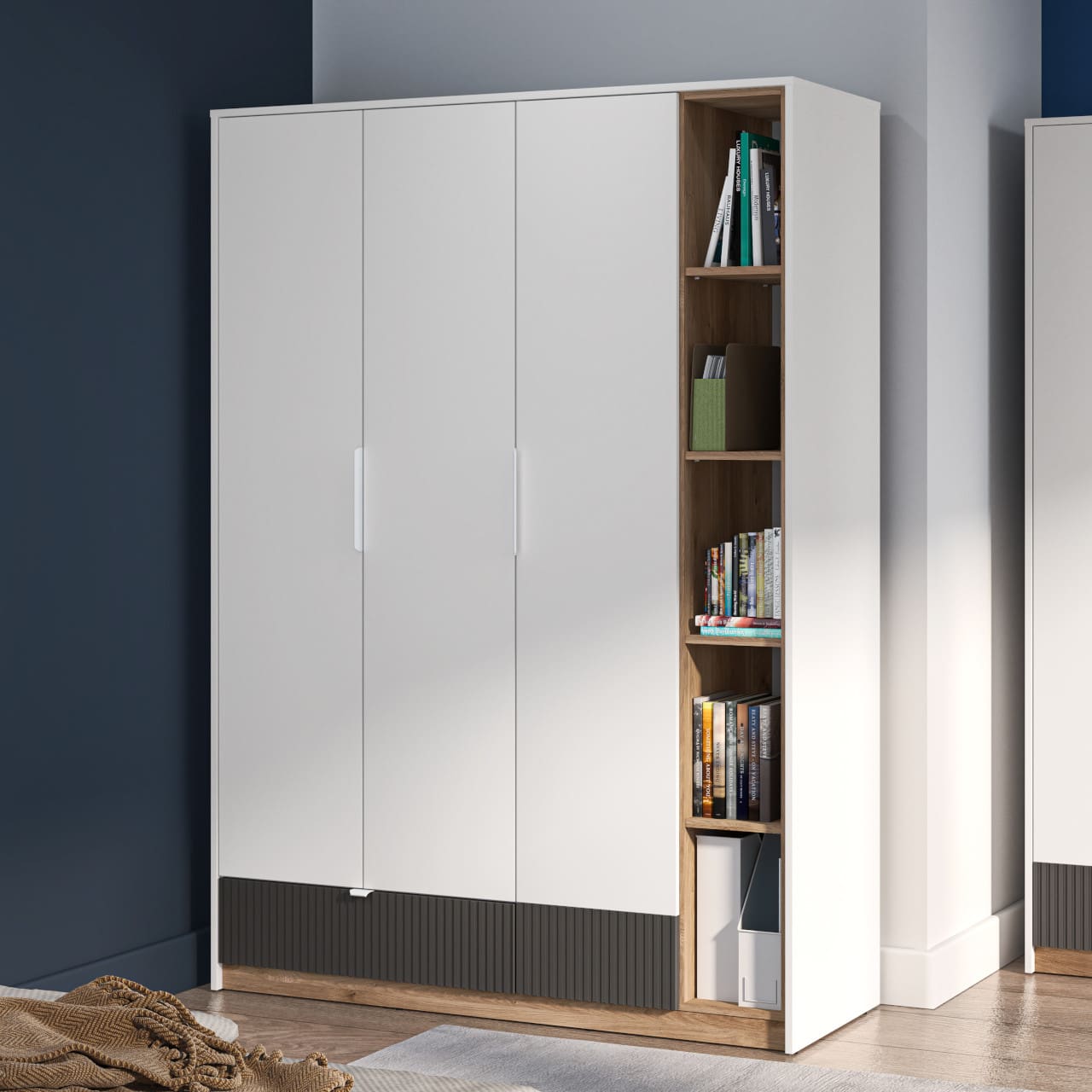 Skříň EMPOLI 01 bílá / dub castello / grafit - Obrázek 4