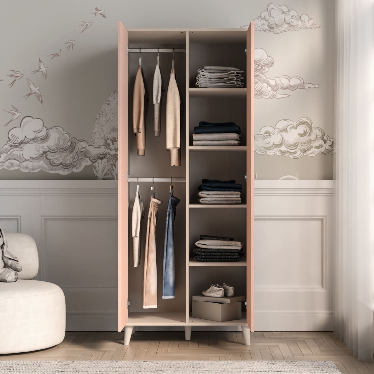 Skříň EVE 02 pouštní písek / millenial pink - Obrázek 6