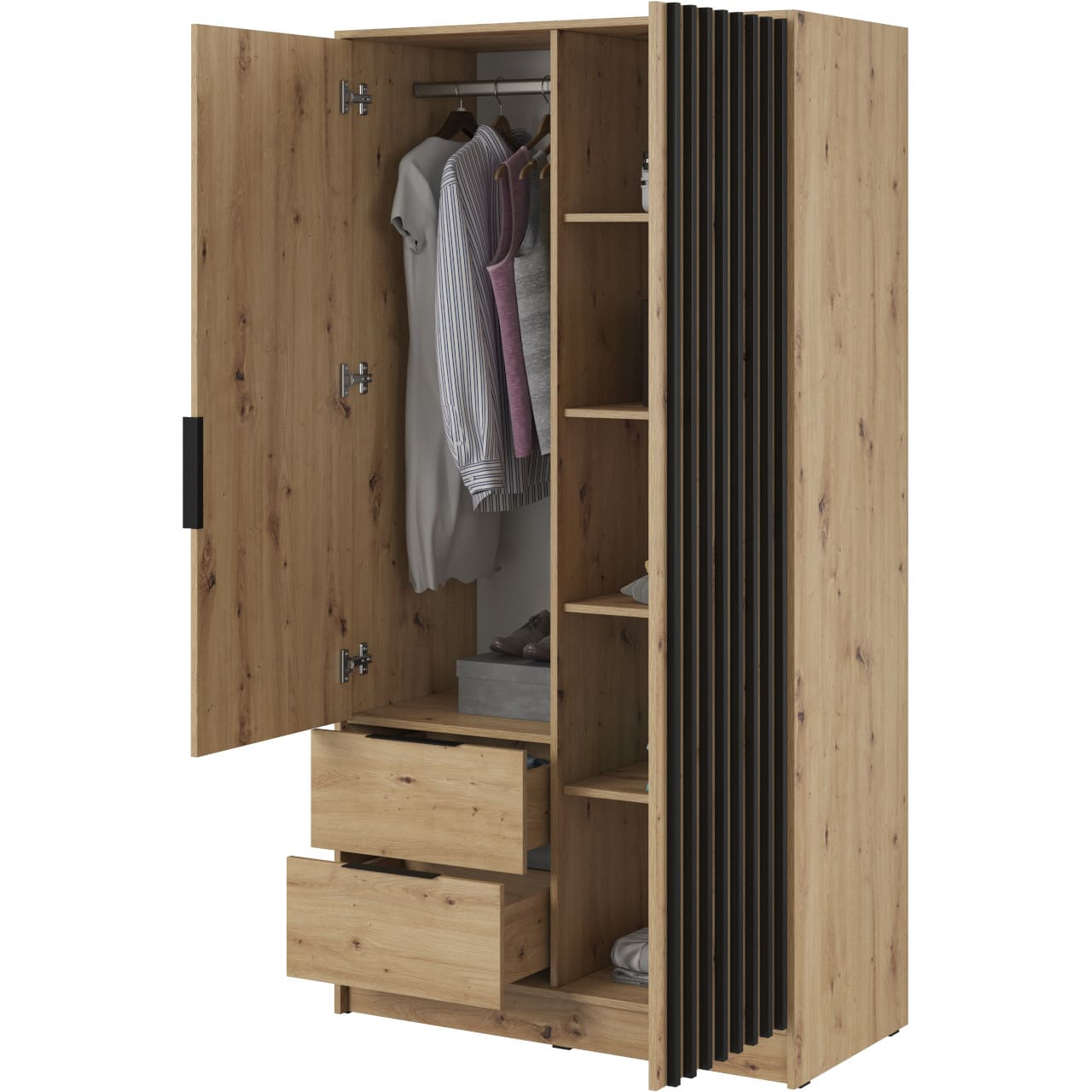 Skříň LAILA 2D dub artisan / černá - Obrázek 2