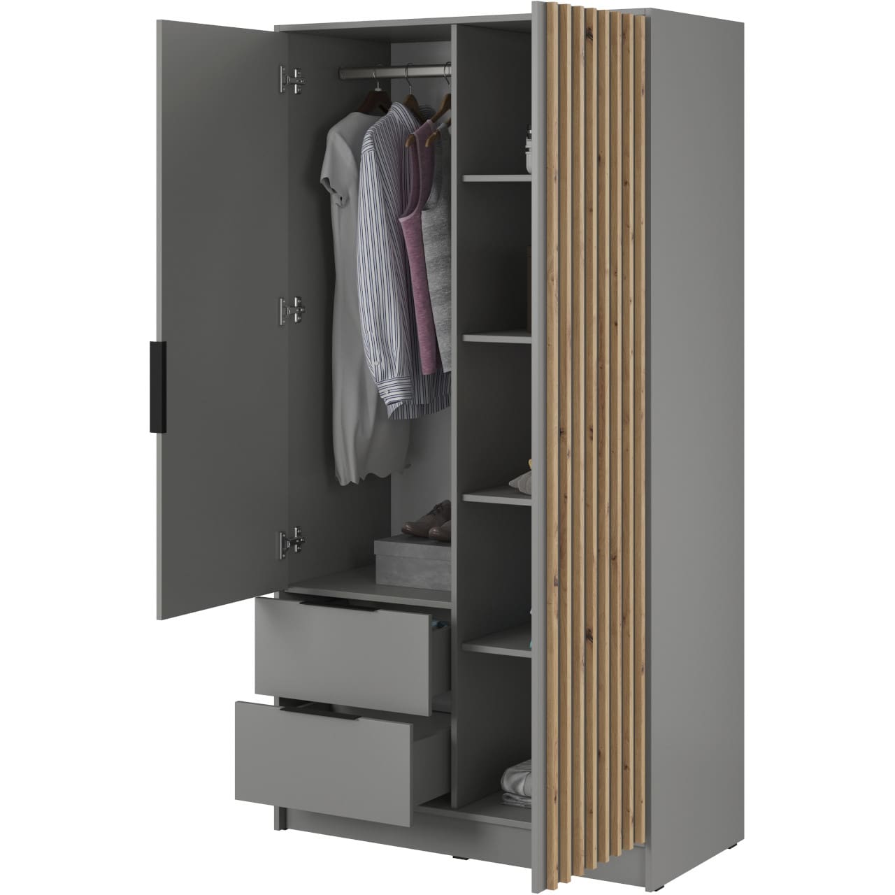 Skříň LAILA 2D šedá / dub artisan - Obrázek 2