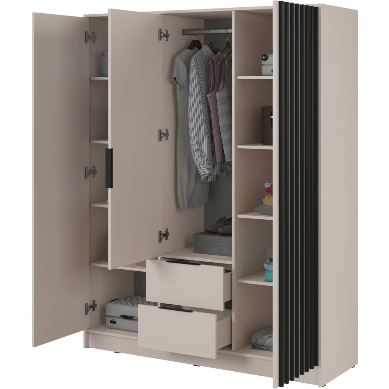 Skříň LAILA 3D kašmír / černá - Obrázek 2