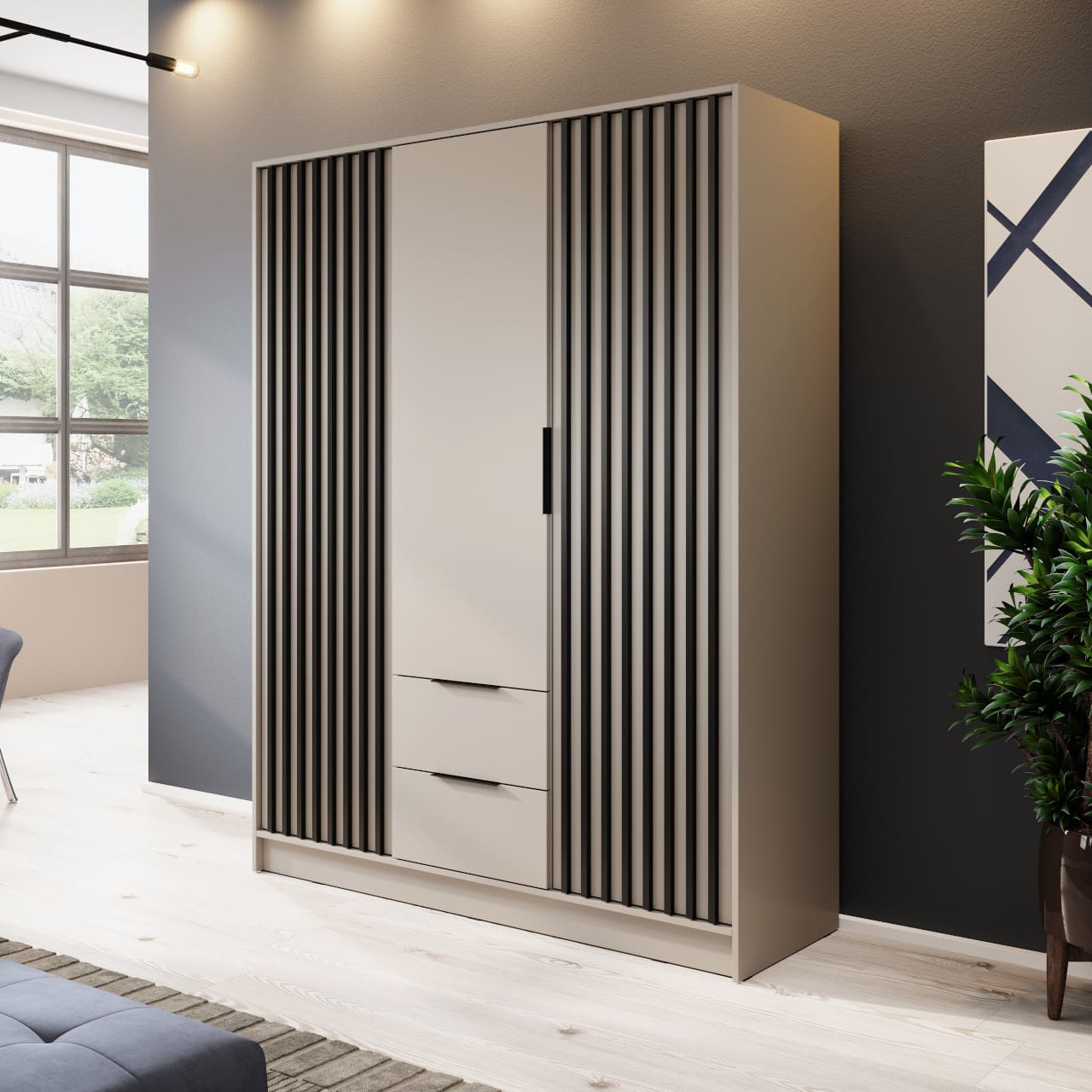 Skříň LAILA 3D kašmír / černá - Obrázek 4