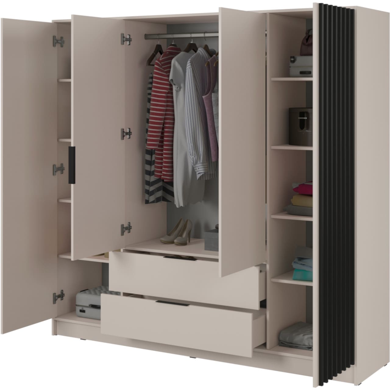 Skříň LAILA 4D kašmír / černá - Obrázek 2