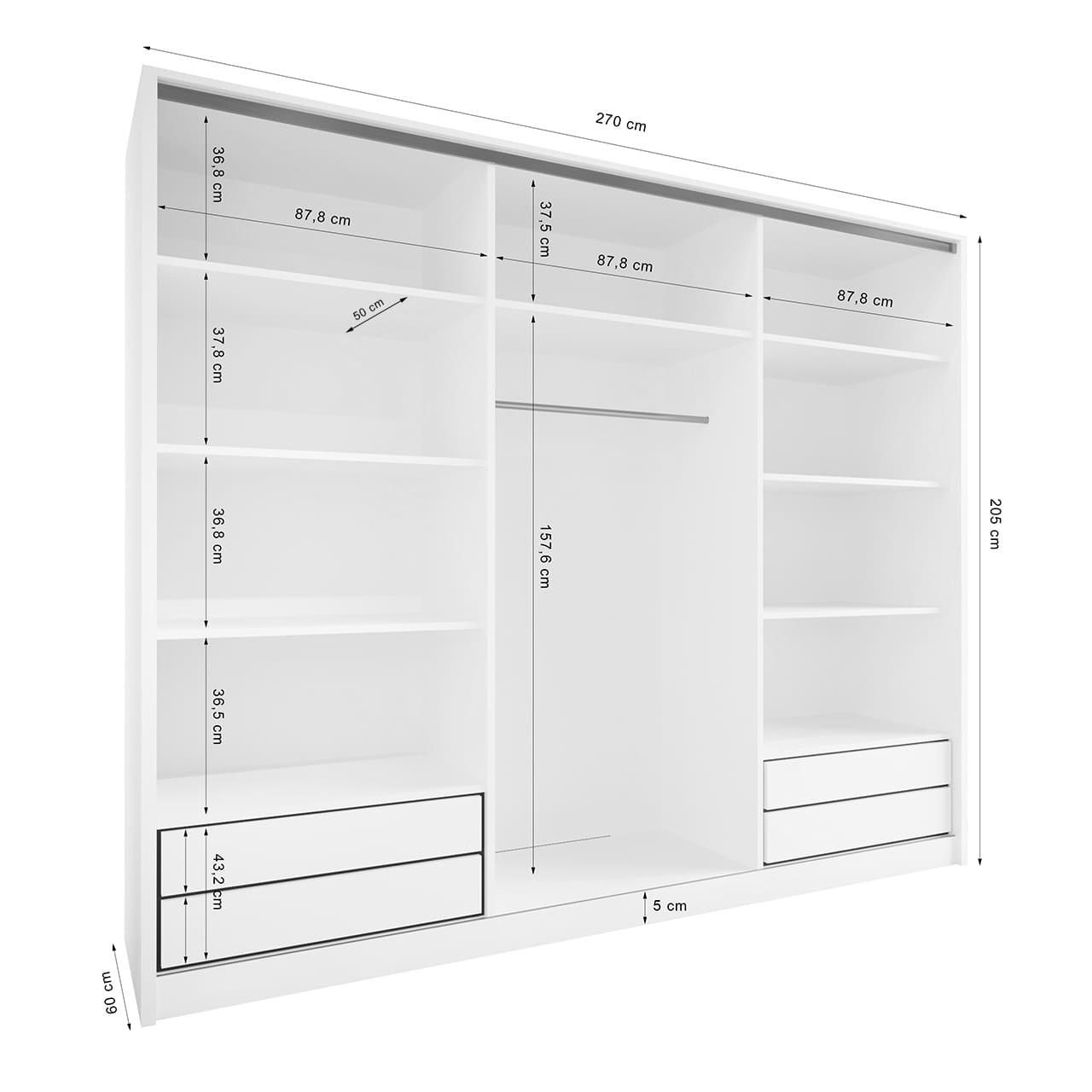 Skříň otevřená MERV K3 270 šedá - Obrázek 2