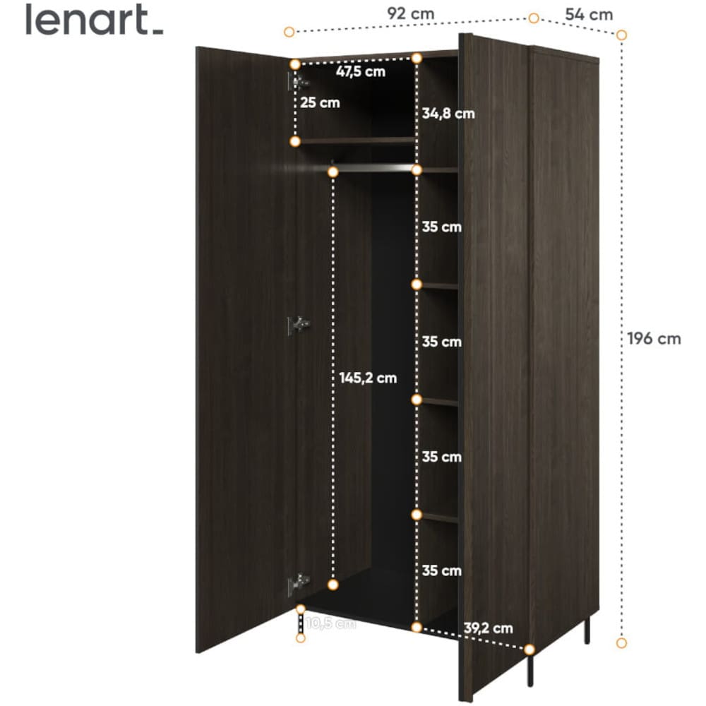 Skříň PIEMONTE PE01 jasan portland + černý - Obrázek 4