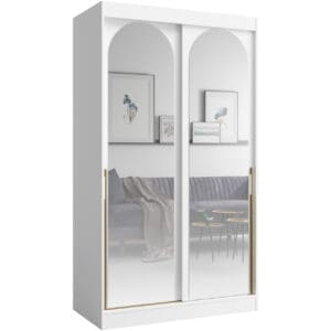 Skříň s posuvnými dveřmi 120 MOGI bílá + zlatá