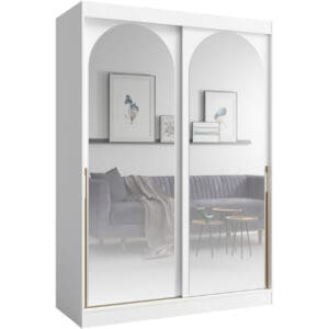 Skříň s posuvnými dveřmi 150 MOGI bílá + zlatá