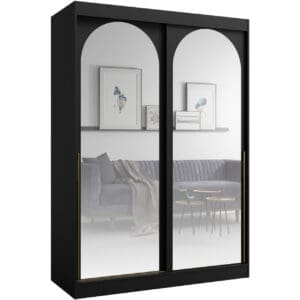 Skříň s posuvnými dveřmi 150 MOGI černá + zlatá