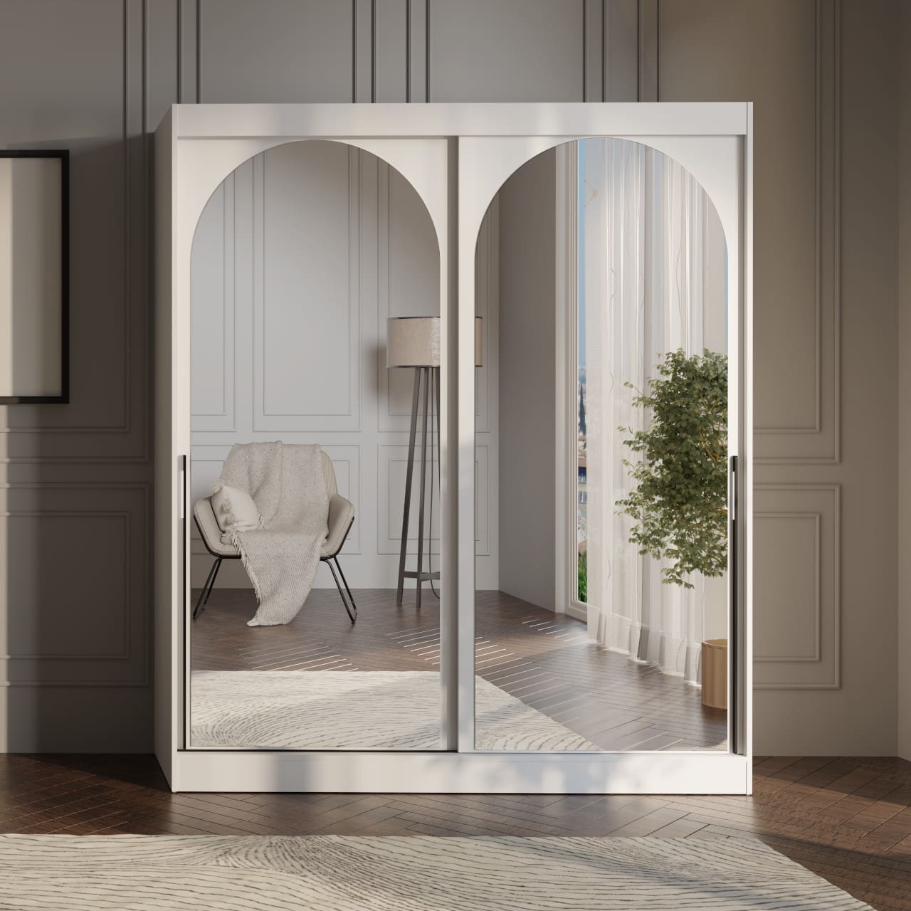 Skříň s posuvnými dveřmi 180 MOGI bílá + černá - Obrázek 2