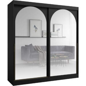 Skříň s posuvnými dveřmi 200 MOGI černá + zlatá