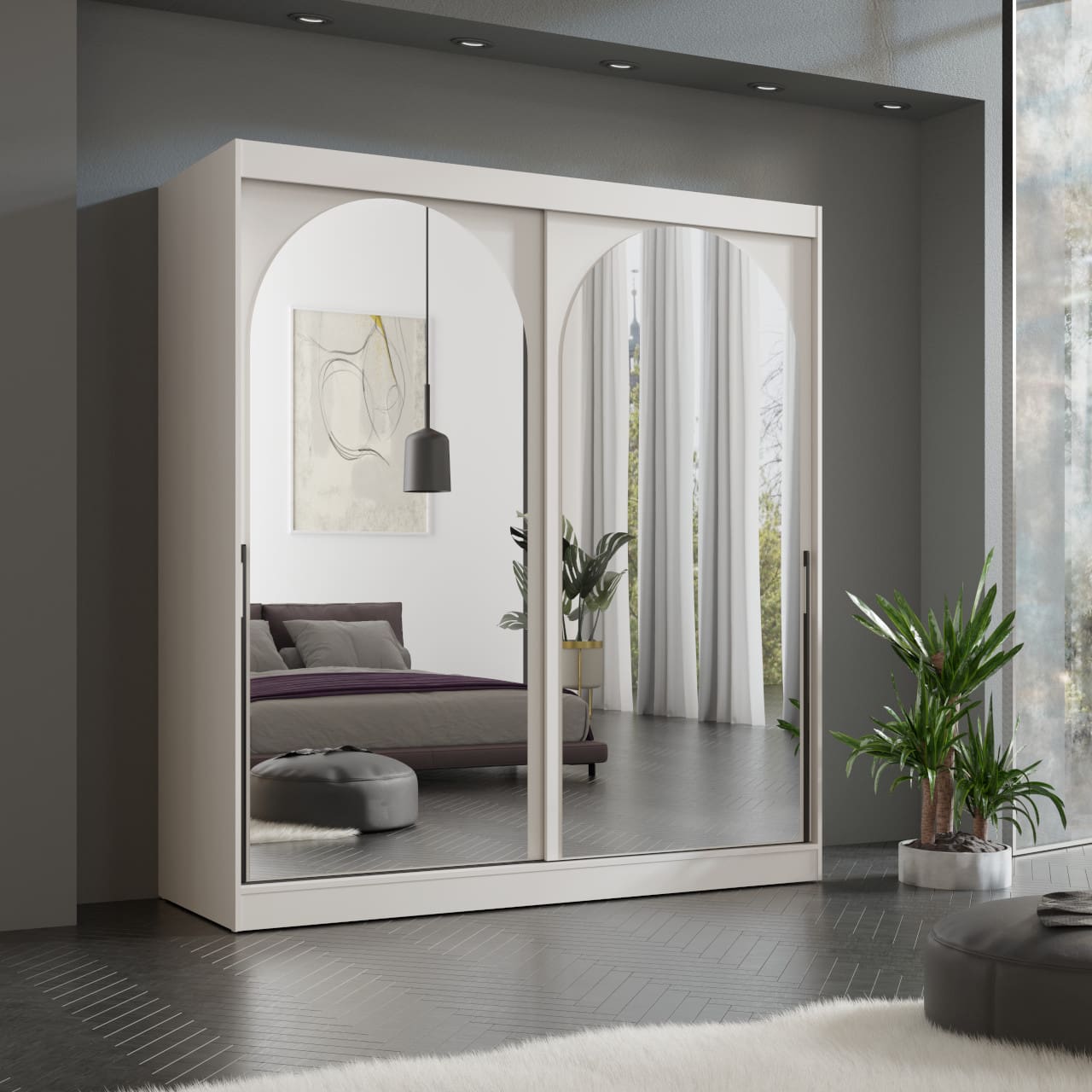 Skříň s posuvnými dveřmi 200 MOGI kašmír + černá - Obrázek 2