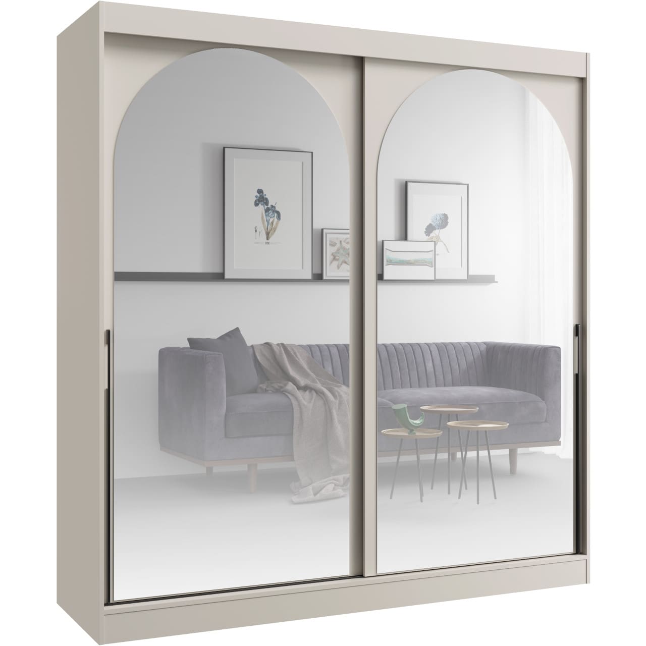 Skříň s posuvnými dveřmi 200 MOGI kašmír + černá