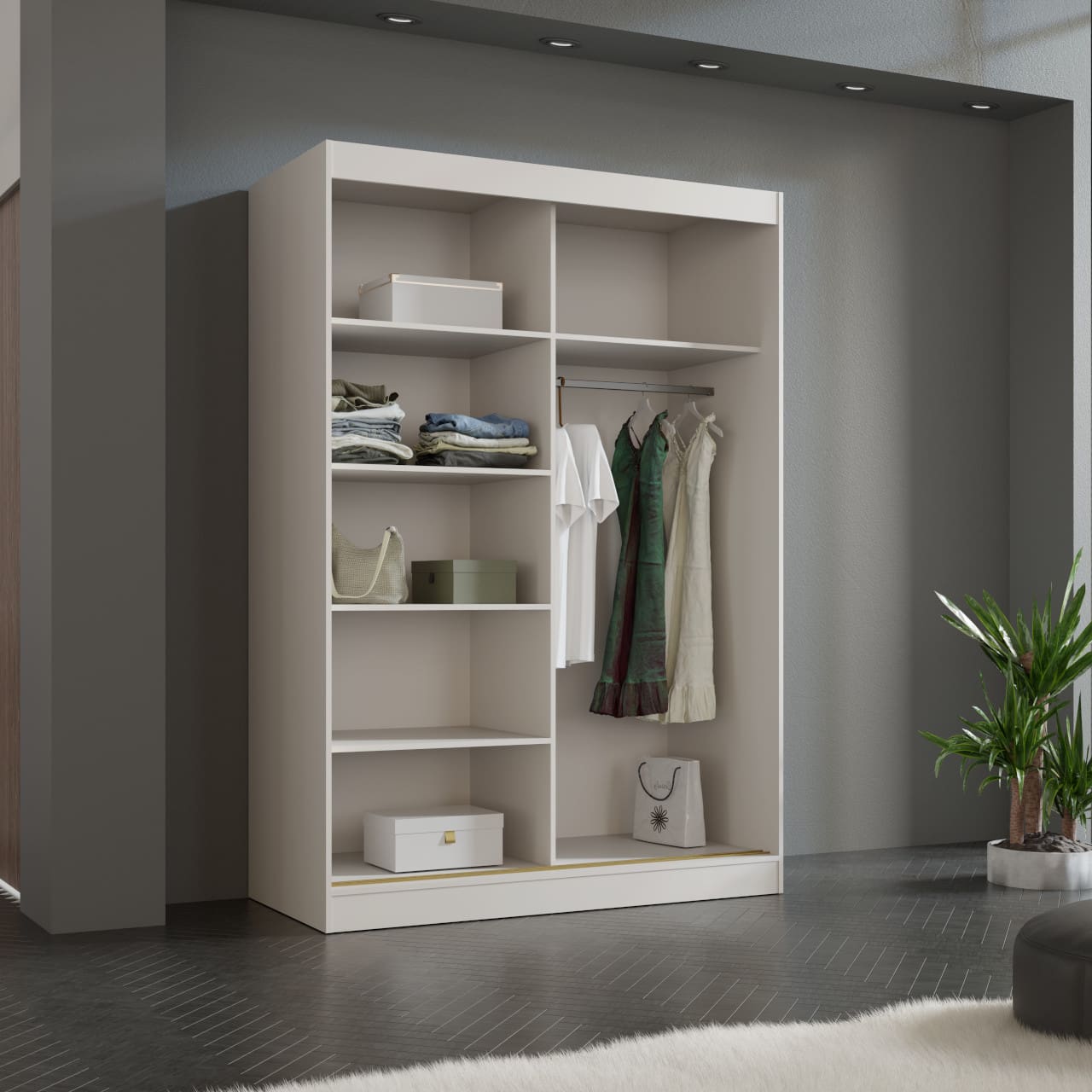 Skříň s posuvnými dveřmi 200 MOGI kašmír + černá - Obrázek 3