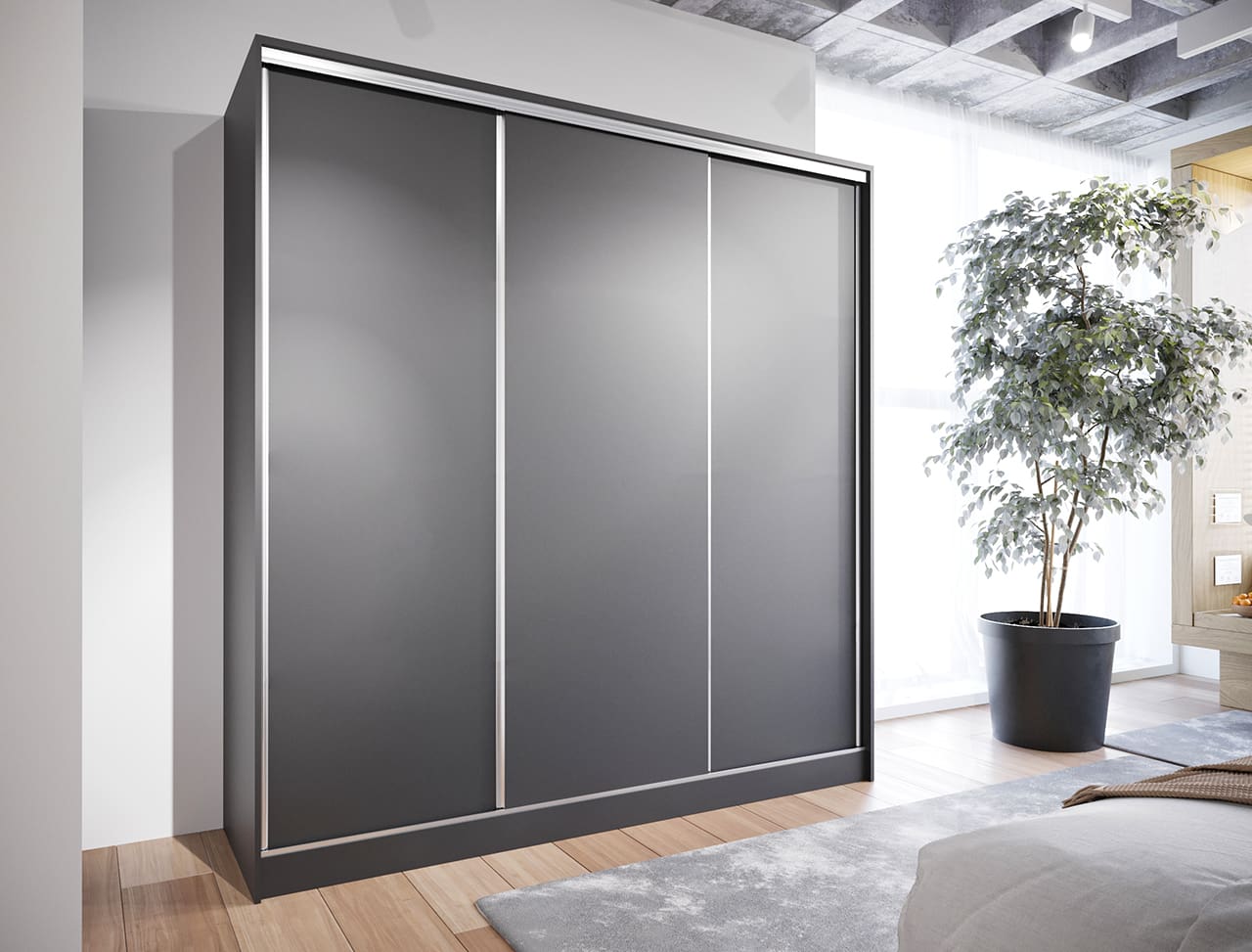 Skříň s posuvnými dveřmi se zásuvkami BRITTO D 200 černá - Obrázek 4