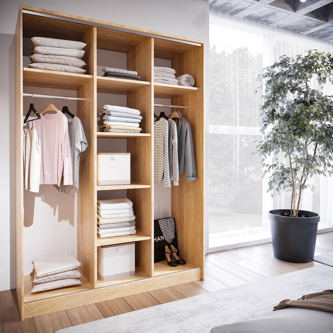 Skříň s posuvnými dveřmi LOTUS B 150 sonoma - Obrázek 2