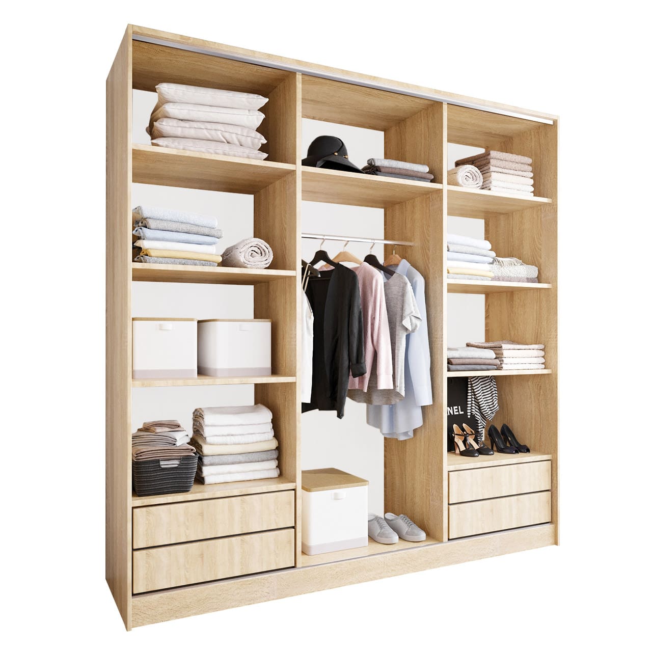 Skříň s posuvnými dveřmi se zásuvkami LOTUS C 180 sonoma