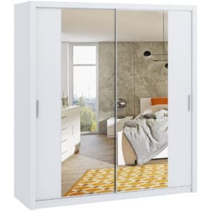 Skříň s posuvnými dveřmi se zrcadlem 200 BONEY BO10 bílá