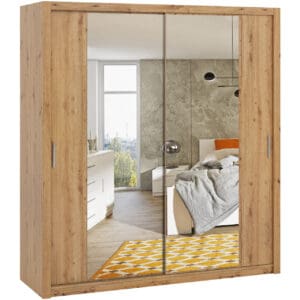 Skříň s posuvnými dveřmi se zrcadlem 200 BONEY BO10 dub artisan