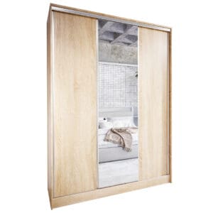 Skříň s posuvnými dveřmi se zrcadlem a zásuvkami CORINA C 150 sonoma