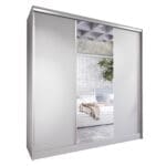 Skříň s posuvnými dveřmi se zrcadlem CORINA B 180 šedá