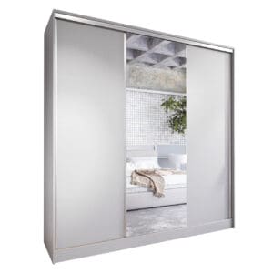 Skříň s posuvnými dveřmi se zrcadlem CORINA B 180 šedá