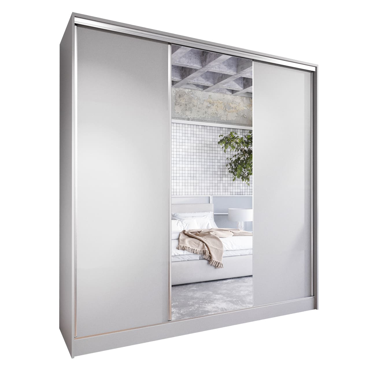 Skříň s posuvnými dveřmi se zrcadlem CORINA B 180 šedá