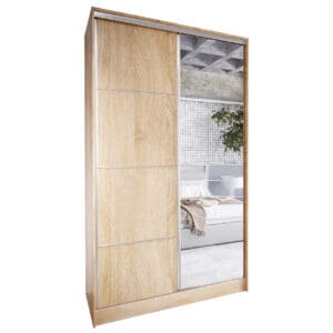 Skříň s posuvnými dveřmi se zrcadlem a zásuvkami ELIA C 120 sonoma