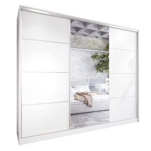 Skříň s posuvnými dveřmi se zrcadlem a zásuvkami ELIA C 270 bílá