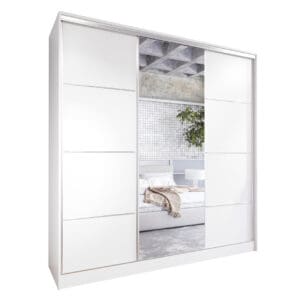 Skříň s posuvnými dveřmi se zrcadlem ELIA A 180 bílá