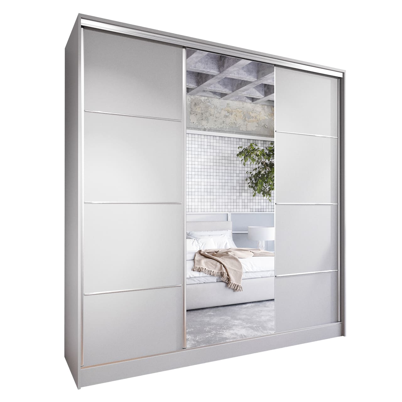 Skříň s posuvnými dveřmi se zrcadlem ELIA A 180 šedá