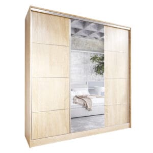 Skříň s posuvnými dveřmi se zrcadlem a zásuvkami ELIA D 180 sonoma