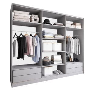 Skříň s posuvnými dveřmi se zrcadlem a zásuvkami ELIA D 270 šedá