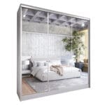 Skříň s posuvnými dveřmi se zrcadlem GRANO B 180 šedá