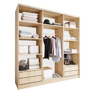 Skříň s posuvnými dveřmi se zrcadlem a zásuvkami GRANO C 200 sonoma