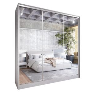 Skříň s posuvnými dveřmi se zrcadlem GRANO B 200 šedá