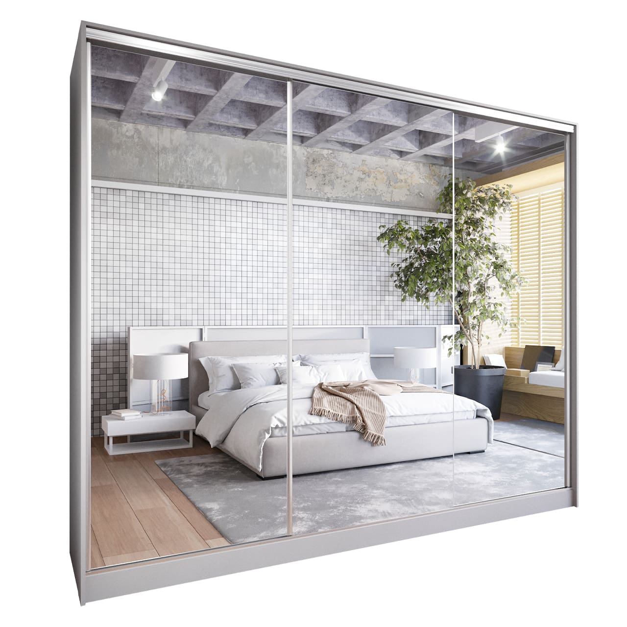 Skříň s posuvnými dveřmi se zrcadlem GRANO A 250 šedá