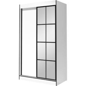 Skříň s posuvnými dveřmi se zrcadlem ASLO II 120 bílá / černá