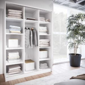 Skříň s posuvnými dveřmi se zrcadlem CORINA A 150 bílá