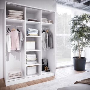 Skříň s posuvnými dveřmi se zrcadlem CORINA B 150 bílá