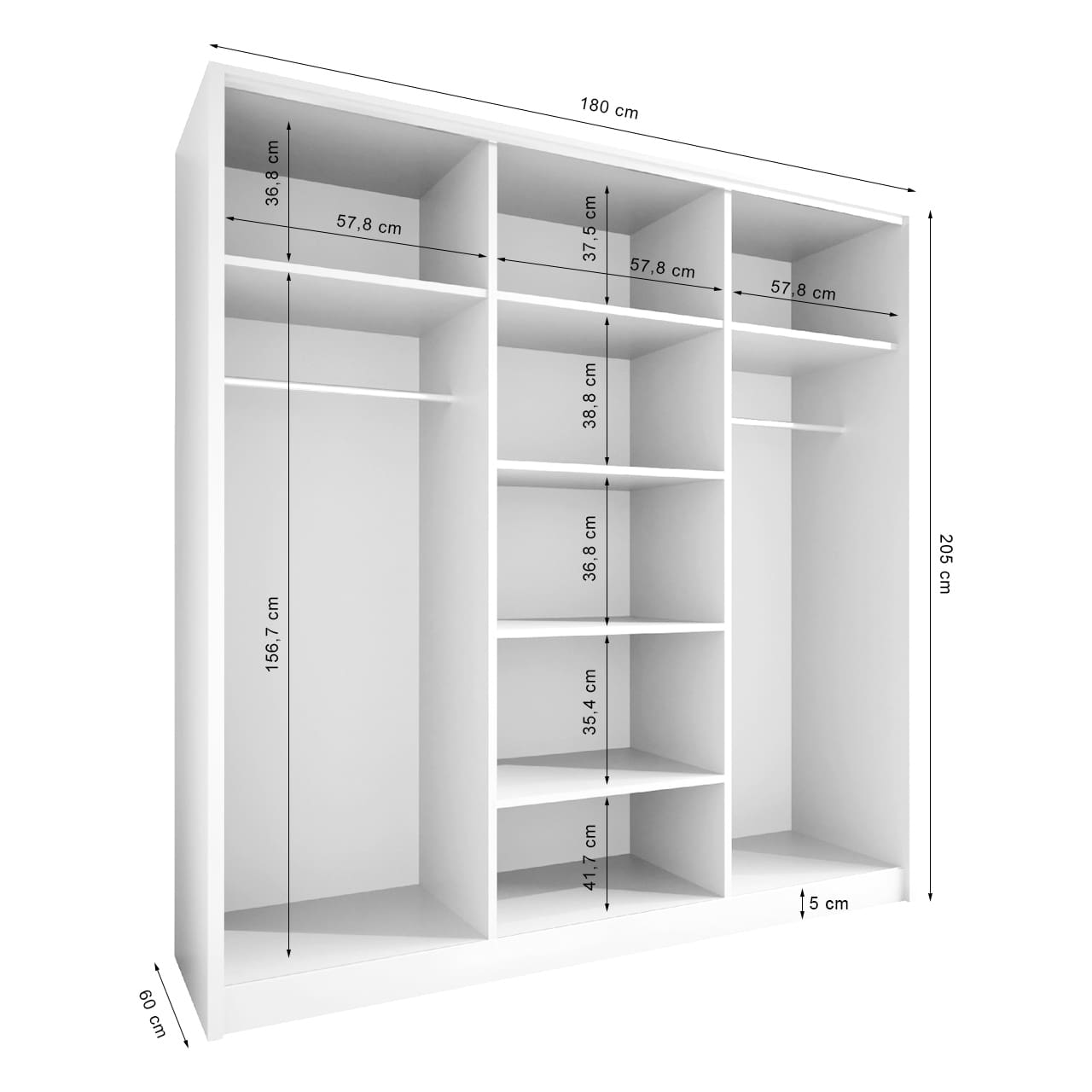 Skříň s posuvnými dveřmi se zrcadlem CORINA B 180 černá - Obrázek 3