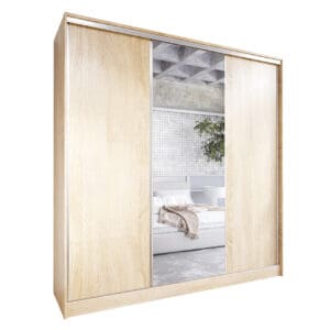 Skříň s posuvnými dveřmi se zrcadlem a zásuvkami CORINA D 200 sonoma