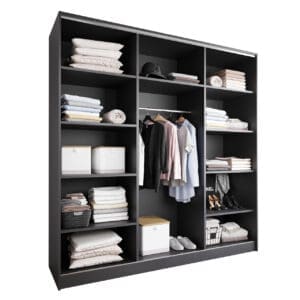 Skříň s posuvnými dveřmi se zrcadlem ELIA A 180 černá