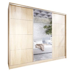 Skříň s posuvnými dveřmi se zrcadlem a zásuvkami ELIA C 250 sonoma