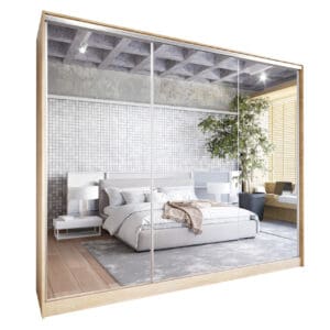 Skříň s posuvnými dveřmi se zrcadlem a zásuvkami GRANO C 250 sonoma